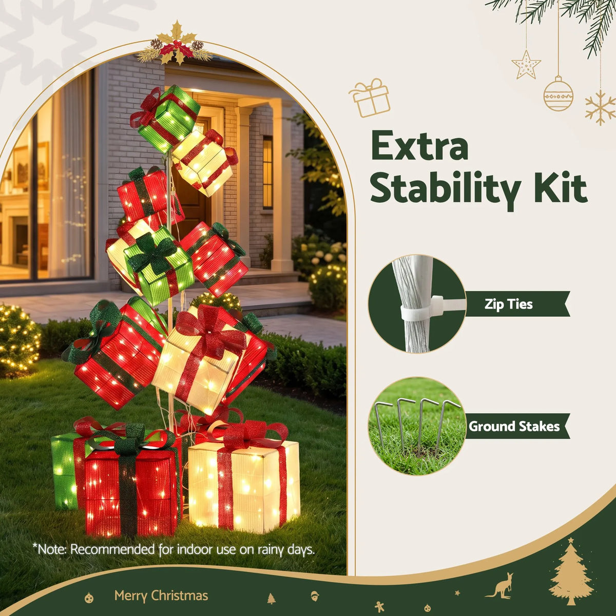 Jingle Jollys Christmas Decorations Lighted Gift Box Tower Christmas Lights Stackable 170cm - Image 7