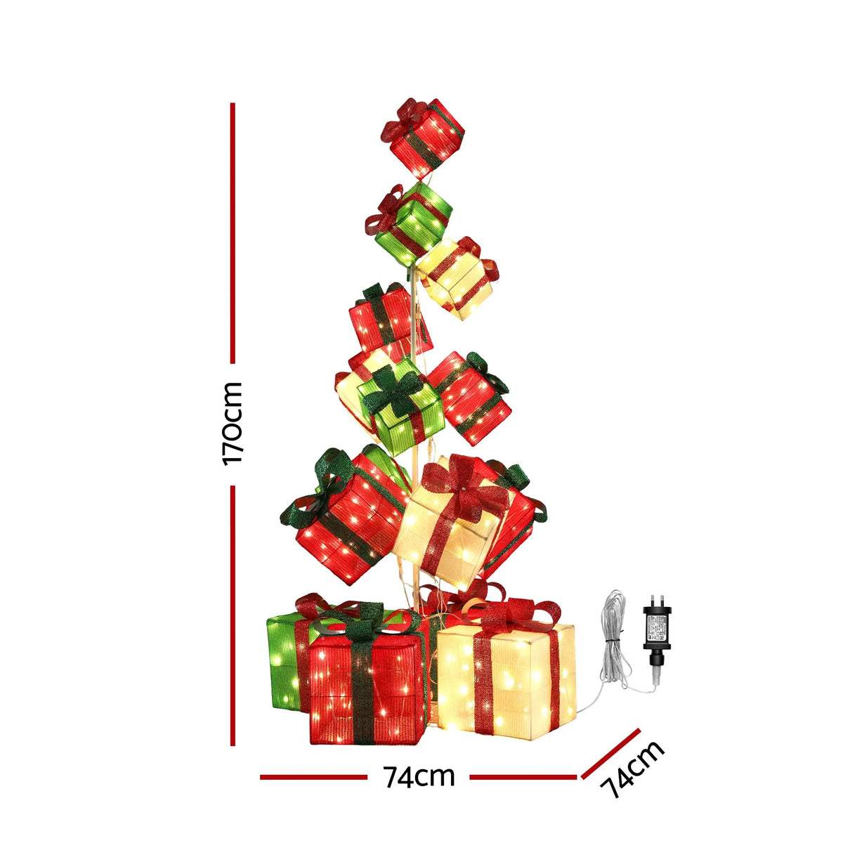 Jingle Jollys Christmas Decorations Lighted Gift Box Tower Christmas Lights Stackable 170cm - Image 8