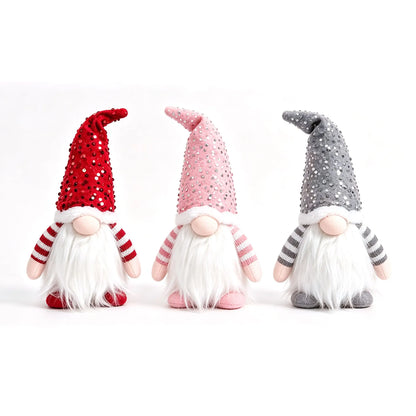 Jingle Jollys Christmas Gnomes Light Up Christmas Decorations Plush Goblin Set of 3 Warm White - Image 3