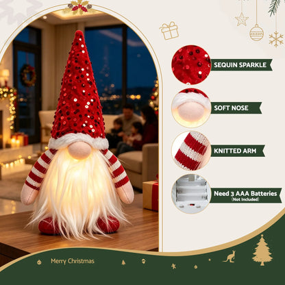 Jingle Jollys Christmas Gnomes Light Up Christmas Decorations Plush Goblin Set of 3 Warm White - Image 6