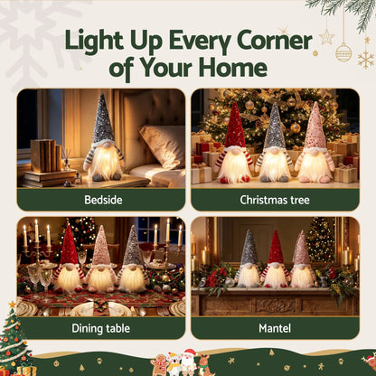 Jingle Jollys Christmas Gnomes Light Up Christmas Decorations Plush Goblin Set of 3 Warm White - Image 7