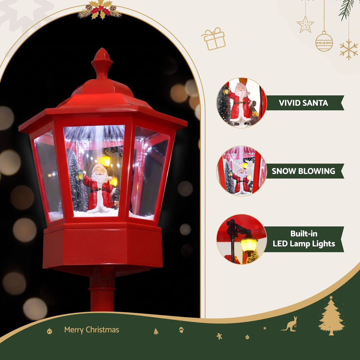 1.8M Christmas Lights Post Lamp LED Outdoor Decorations Jingle Jollys - Image 4