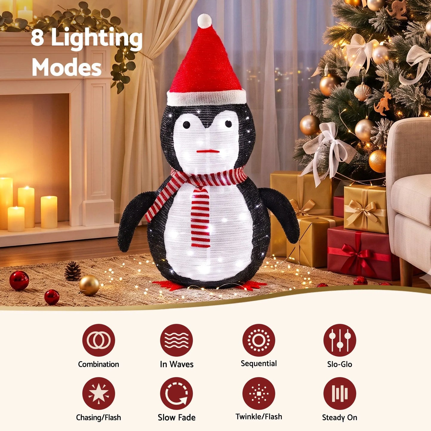 Jingle Jollys Christmas Penguin Light LED Christmas Decoration Pop Up Christmas Display 70cm - Image 3