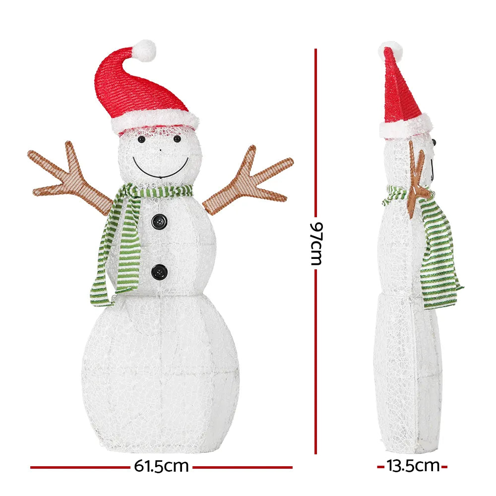 Jingle Jollys Christmas Lights 97cm Snowman 80 LED Decorations - Image 3