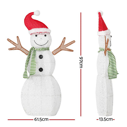Jingle Jollys Christmas Lights 97cm Snowman 80 LED Decorations - Image 3