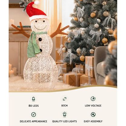 Jingle Jollys Christmas Lights 97cm Snowman 80 LED Decorations - Image 4
