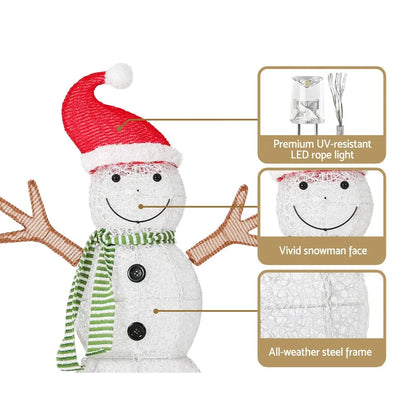 Jingle Jollys Christmas Lights 97cm Snowman 80 LED Decorations - Image 5