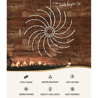 0.5M Christmas Lights 128 LED Spin Motif Light Decorations Jingle Jollys - Image 3