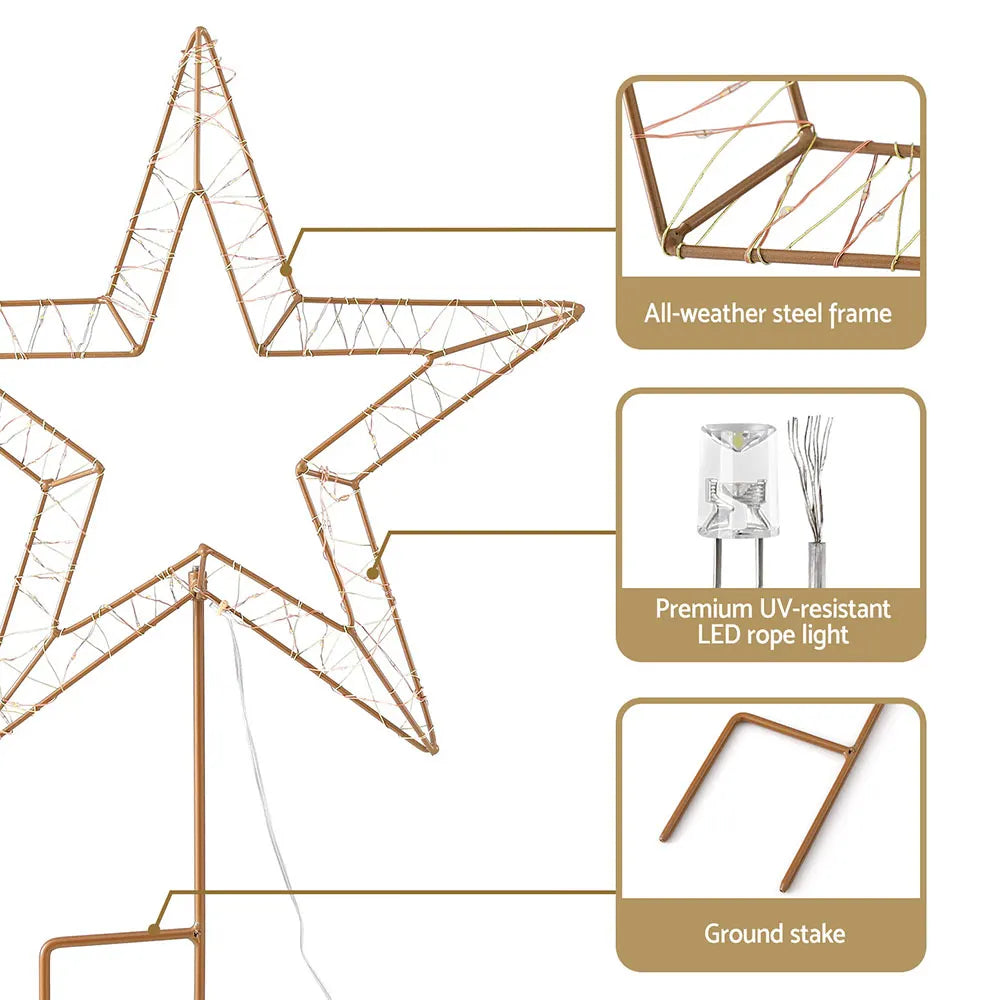 Jingle Jollys Christmas Lights 100 LED Fairy Light Ground Star Garden Decoration - Image 6