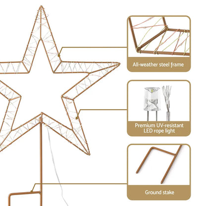 Jingle Jollys Christmas Lights 100 LED Fairy Light Ground Star Garden Decoration - Image 6