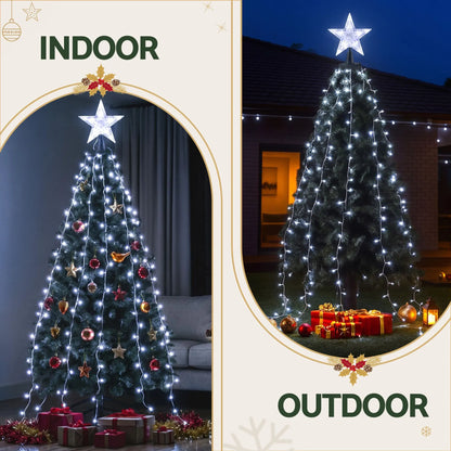 Jingle Jollys 2.5M Christmas Tree Lights Christmas Lights Tree Topper Waterfall Fairy Lights White - Image 6