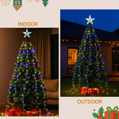 Jingle Jollys 2.5M Christmas Lights Waterfall String Light 300 LED Star Topper - Image 5
