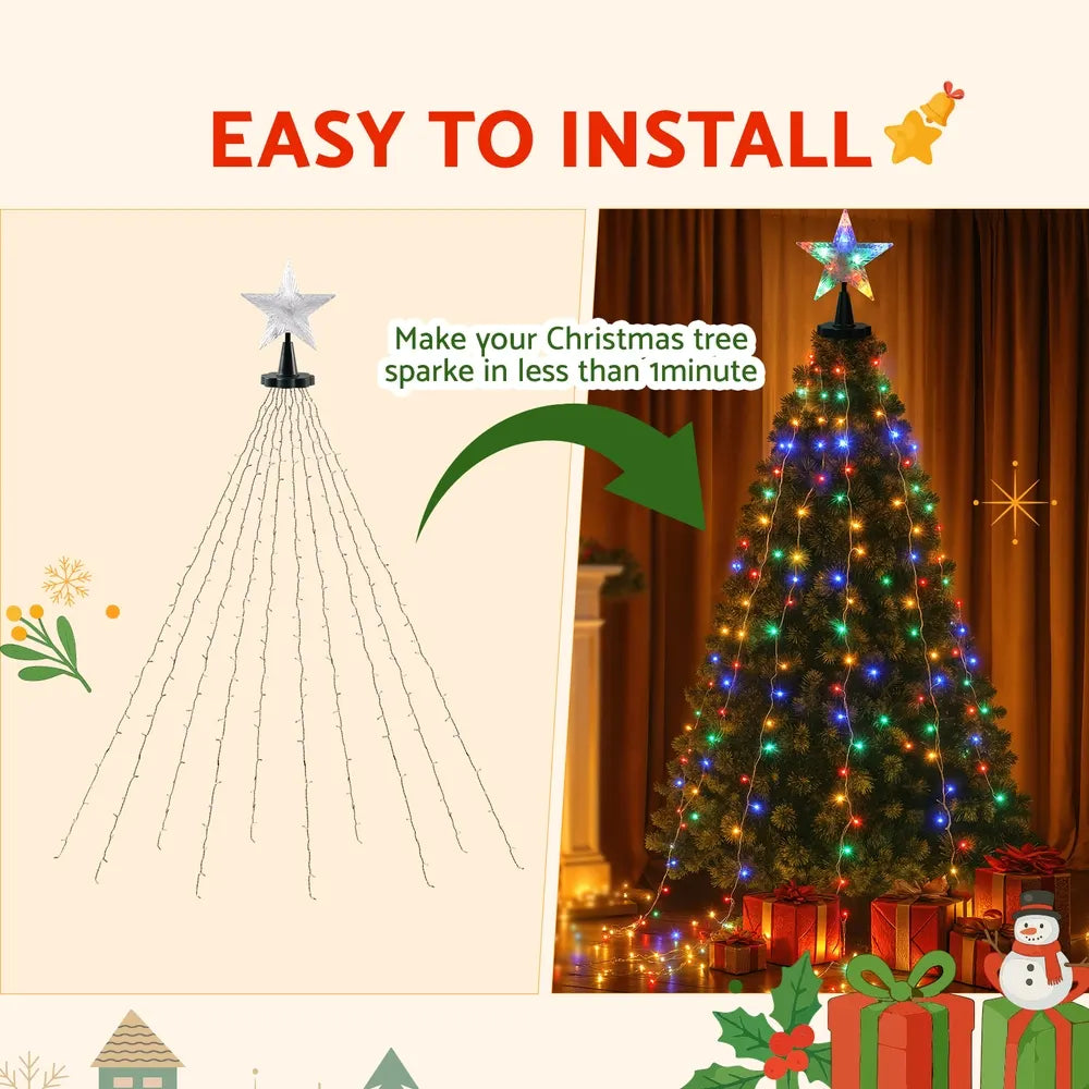 Jingle Jollys 2.5M Christmas Lights Waterfall String Light 300 LED Star Topper - Image 6