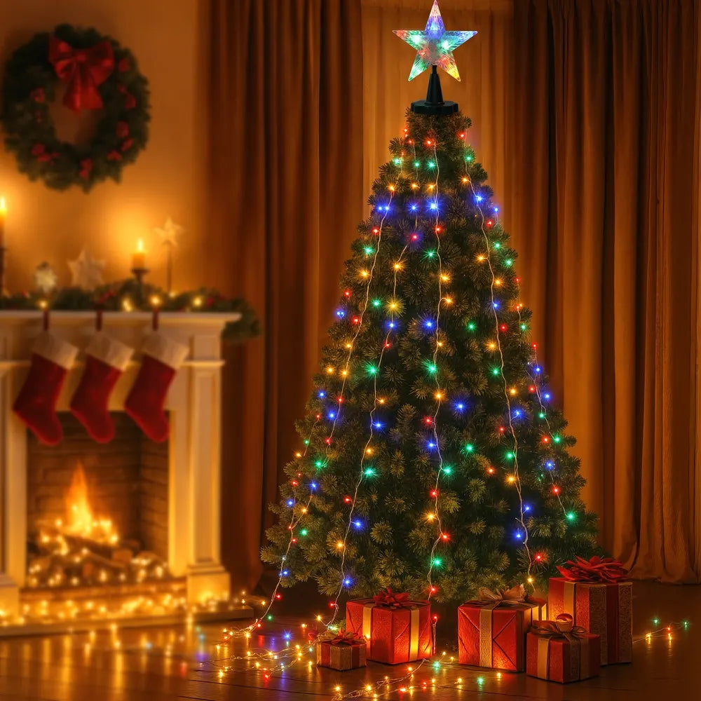 Jingle Jollys 2.5M Christmas Lights Waterfall String Light 300 LED Star Topper - Image 7