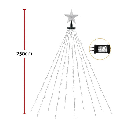 Jingle Jollys 2.5M Christmas Lights Waterfall String Light 300 LED Star Topper - Image 2
