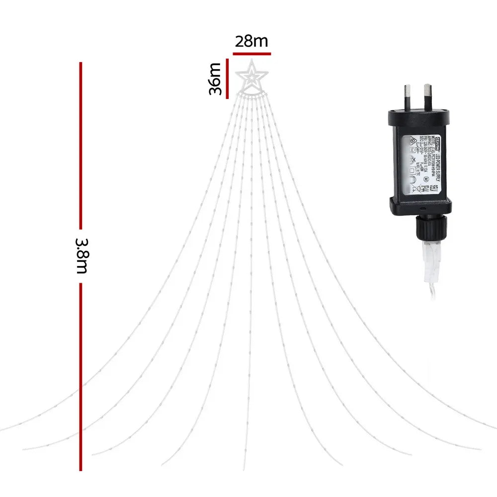 Jingle Jollys 3.8M Christmas Lights Waterfall String Light 340 LED - Image 2