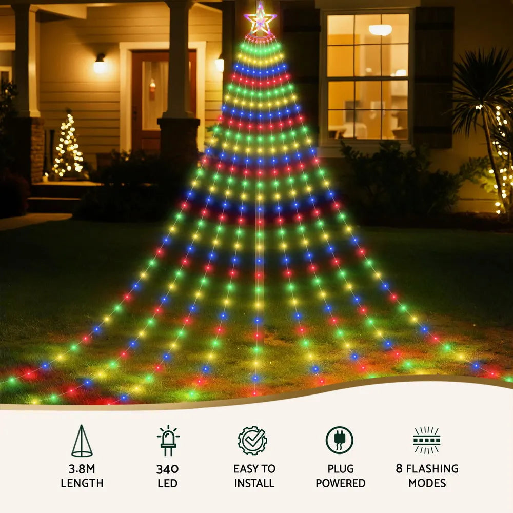 Jingle Jollys 3.8M Christmas Lights Waterfall String Light 340 LED - Image 4