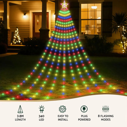 Jingle Jollys 3.8M Christmas Lights Waterfall String Light 340 LED - Image 4