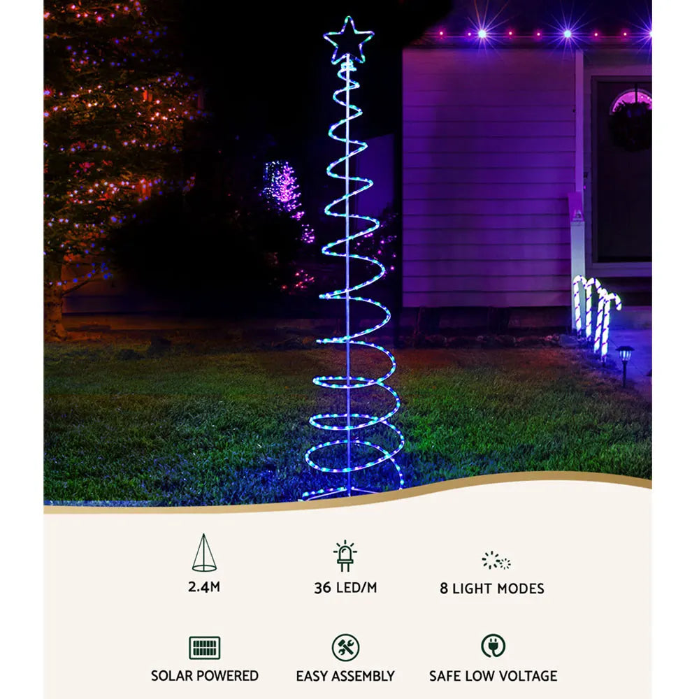 2.4M Christmas Tree LED Solar Motif Lights Jingle Jollys - Image 3