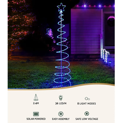 2.4M Christmas Tree LED Solar Motif Lights Jingle Jollys - Image 3
