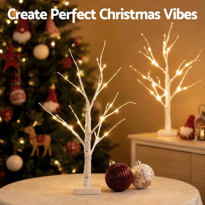 Jingle Jollys Lighted Branch Tree Christmas Decorations Warm White Christmas Lights 2 Pack 60cm - Image 3