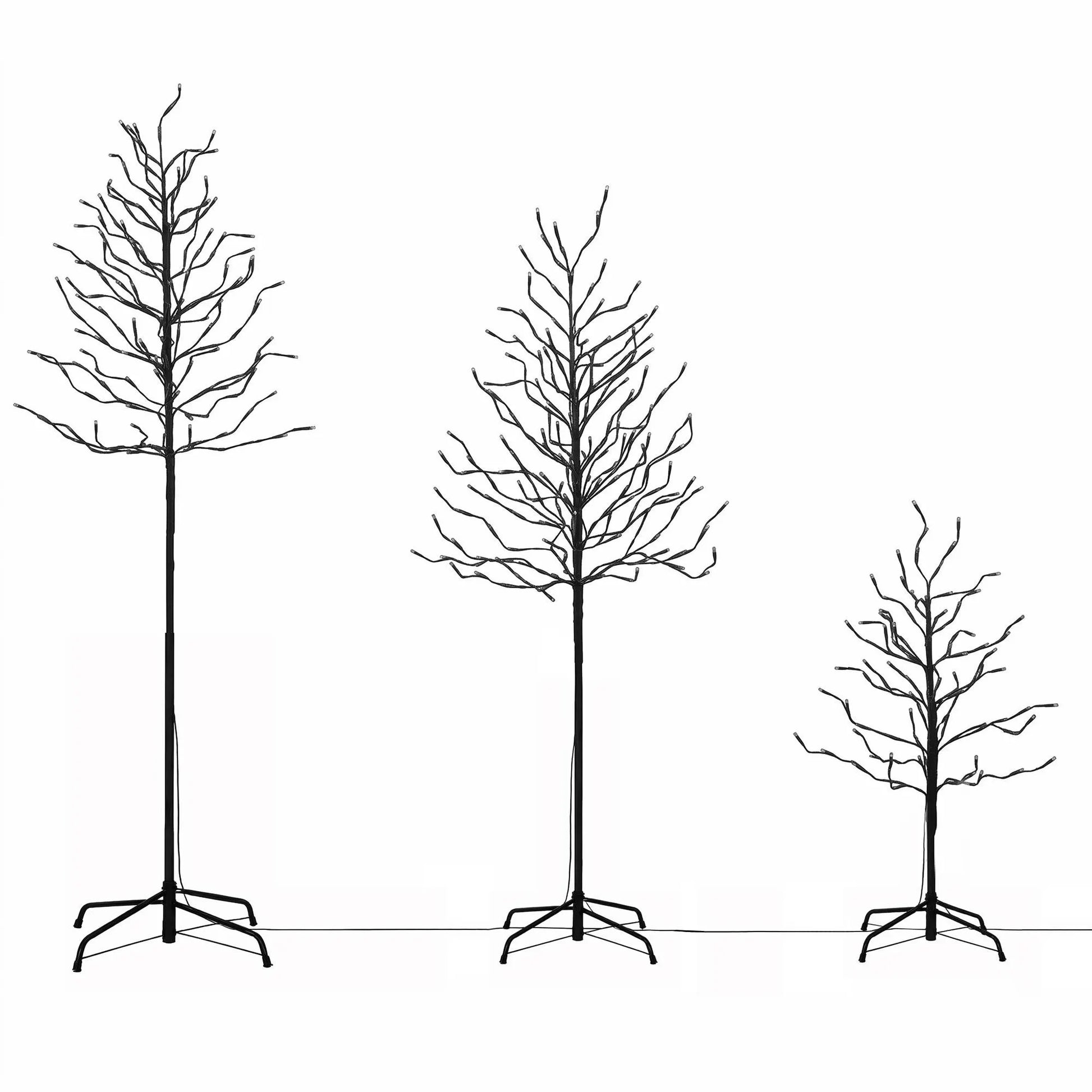 Jingle Jollys 3 Pack LED Christmas Tree Lighted Birch Tree Indoor Outdoor Xmas Decor Warm White - Image 3