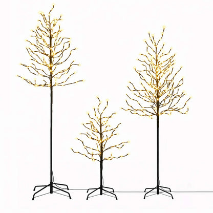 Jingle Jollys 3 Pack LED Christmas Tree Lighted Birch Tree Indoor Outdoor Xmas Decor Warm White - Image 4