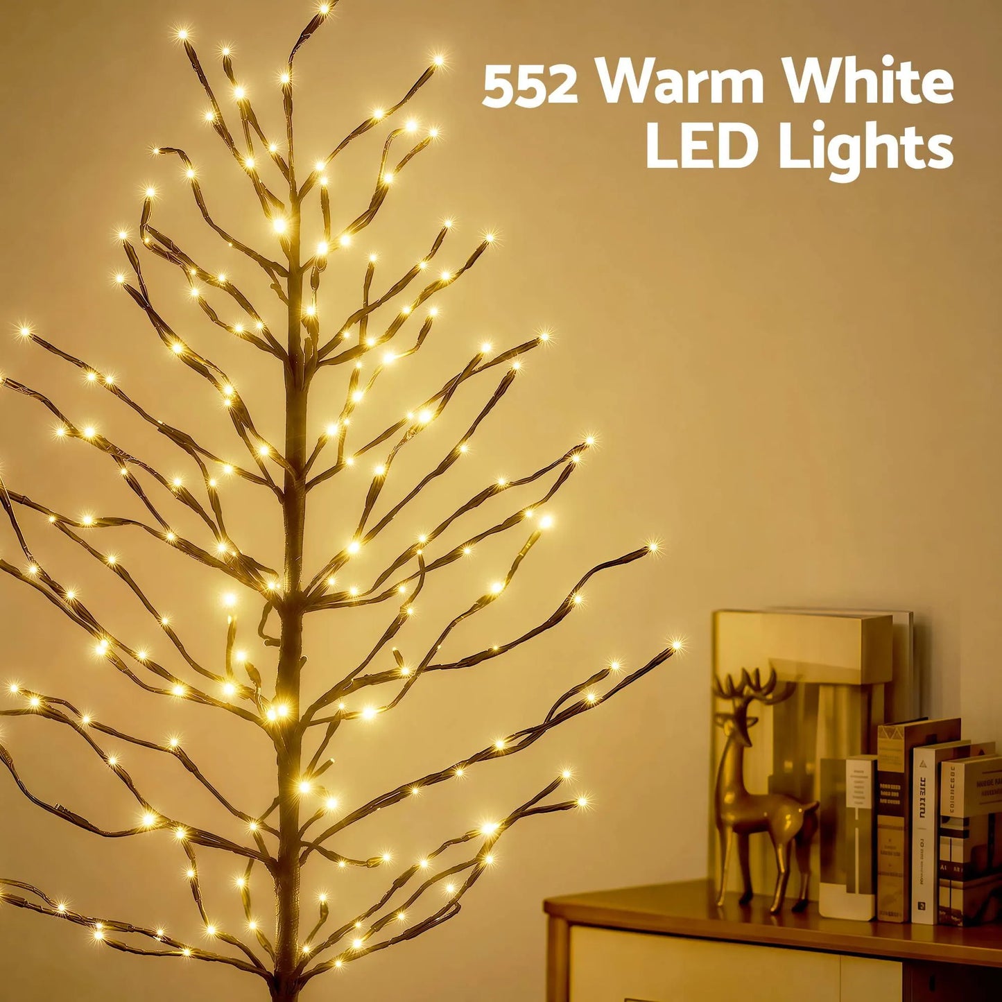 Jingle Jollys 3 Pack LED Christmas Tree Lighted Birch Tree Indoor Outdoor Xmas Decor Warm White - Image 5