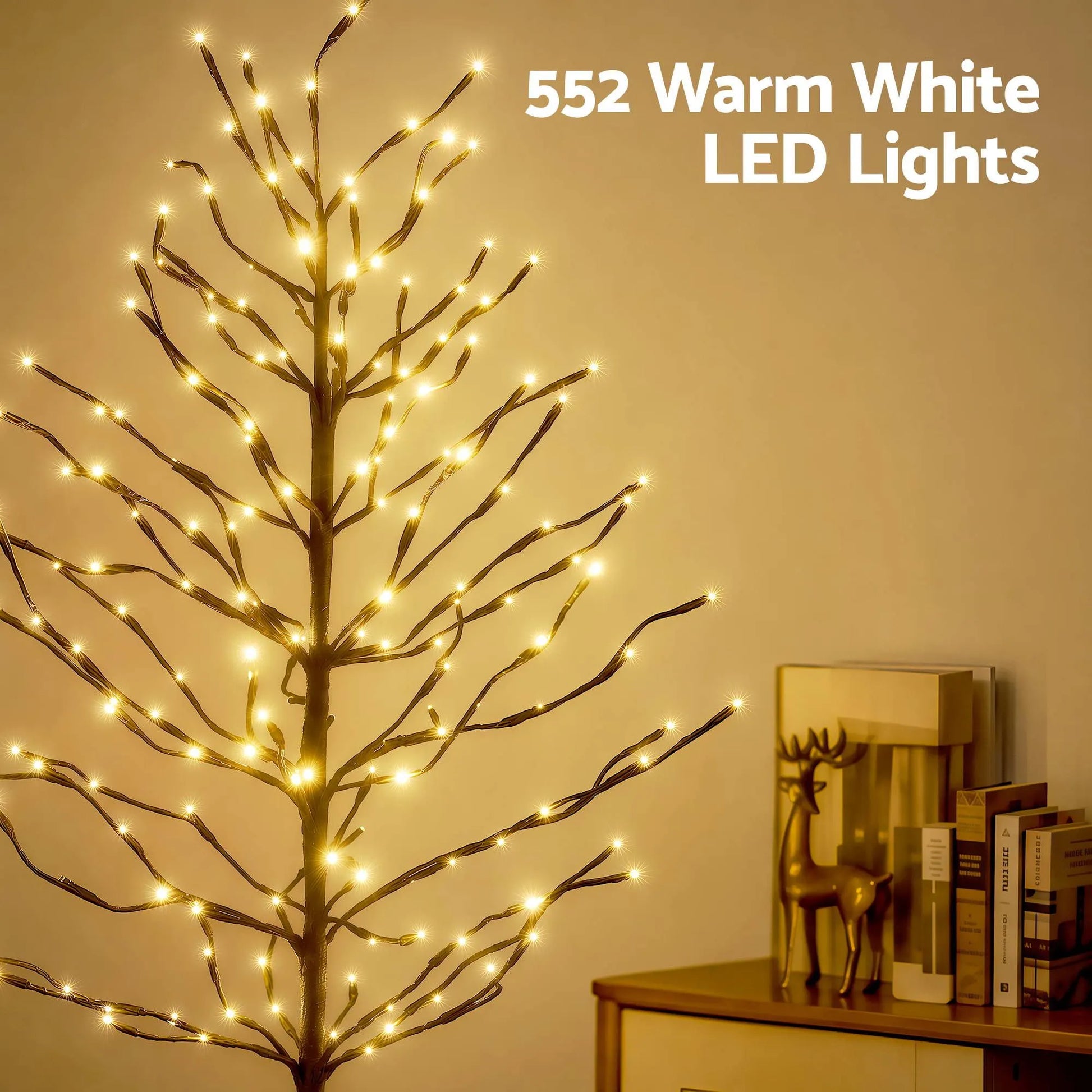 Jingle Jollys 3 Pack LED Christmas Tree Lighted Birch Tree Indoor Outdoor Xmas Decor Warm White - Image 5
