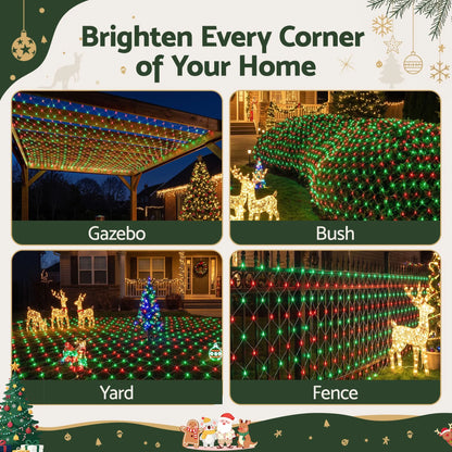 Jingle Jollys Christmas Lights 6x4m Christmas Net Lights 1000LED Red Green Festive Lighting - Image 3