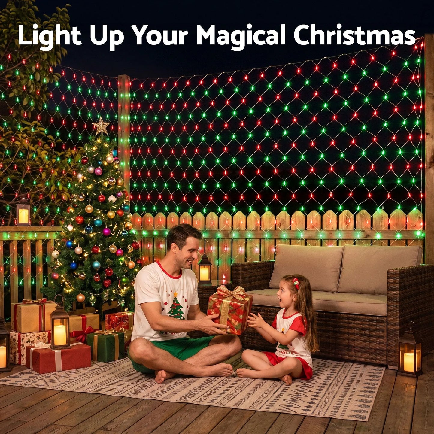 Jingle Jollys Christmas Lights 6x4m Christmas Net Lights 1000LED Red Green Festive Lighting - Image 6