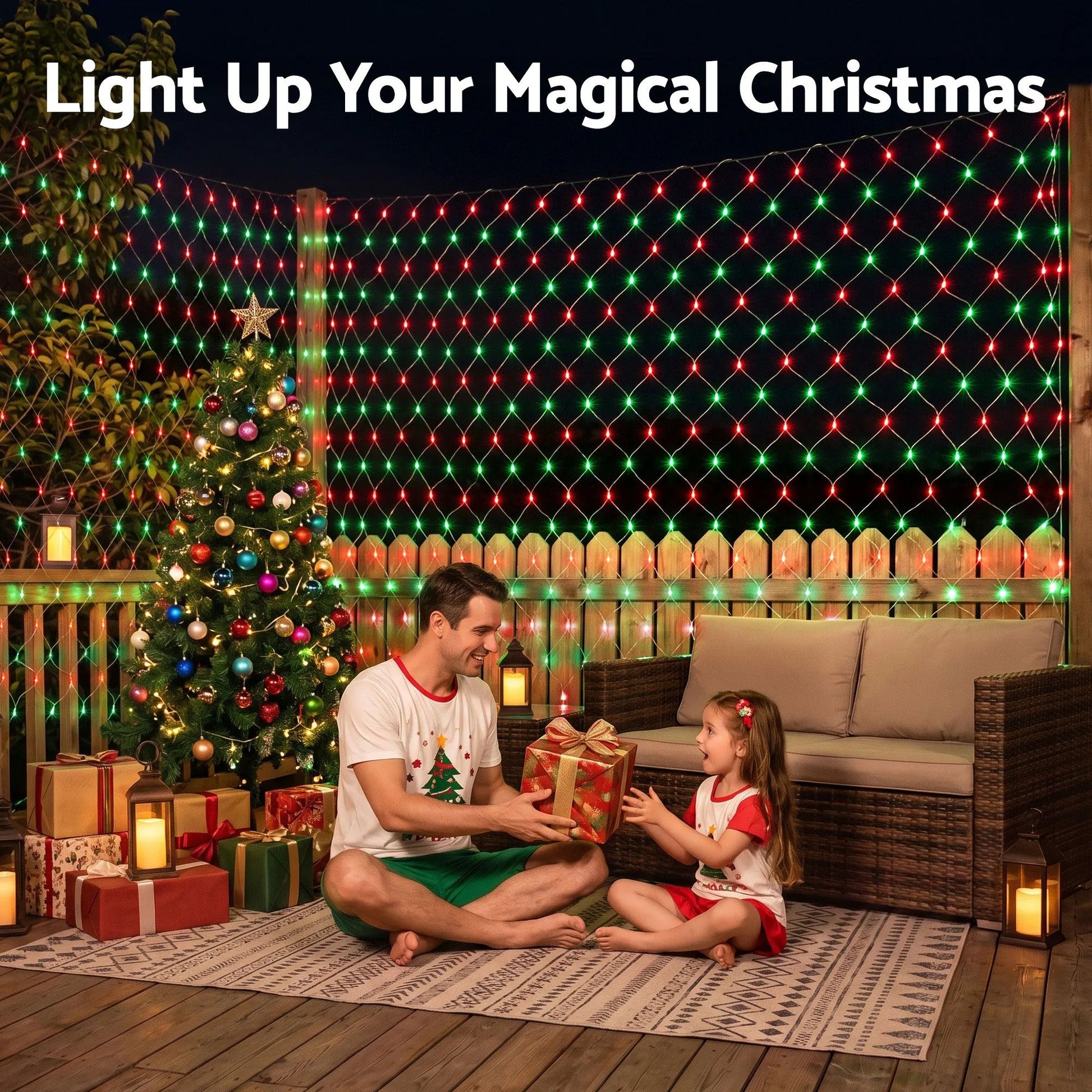 Jingle Jollys Christmas Lights 6x4m Christmas Net Lights 1000LED Red Green Festive Lighting - Image 6