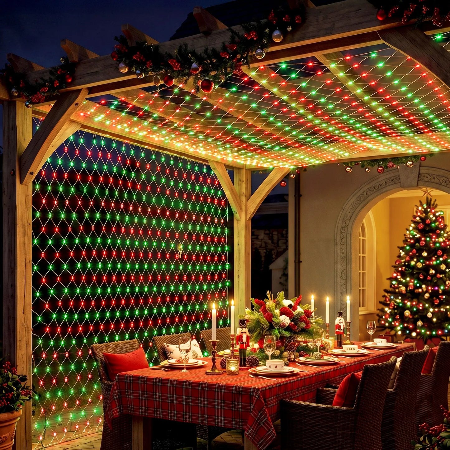 Jingle Jollys Christmas Lights 6x4m Christmas Net Lights 1000LED Red Green Festive Lighting - Image 7