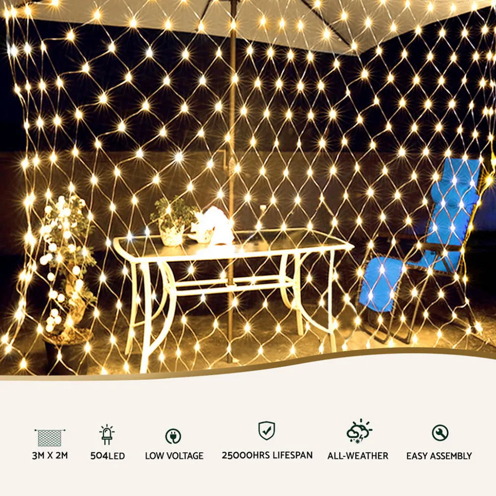 Jingle Jollys Christmas Lights 3Mx2M Net String Light Decorations Warm 504 LED - Image 4
