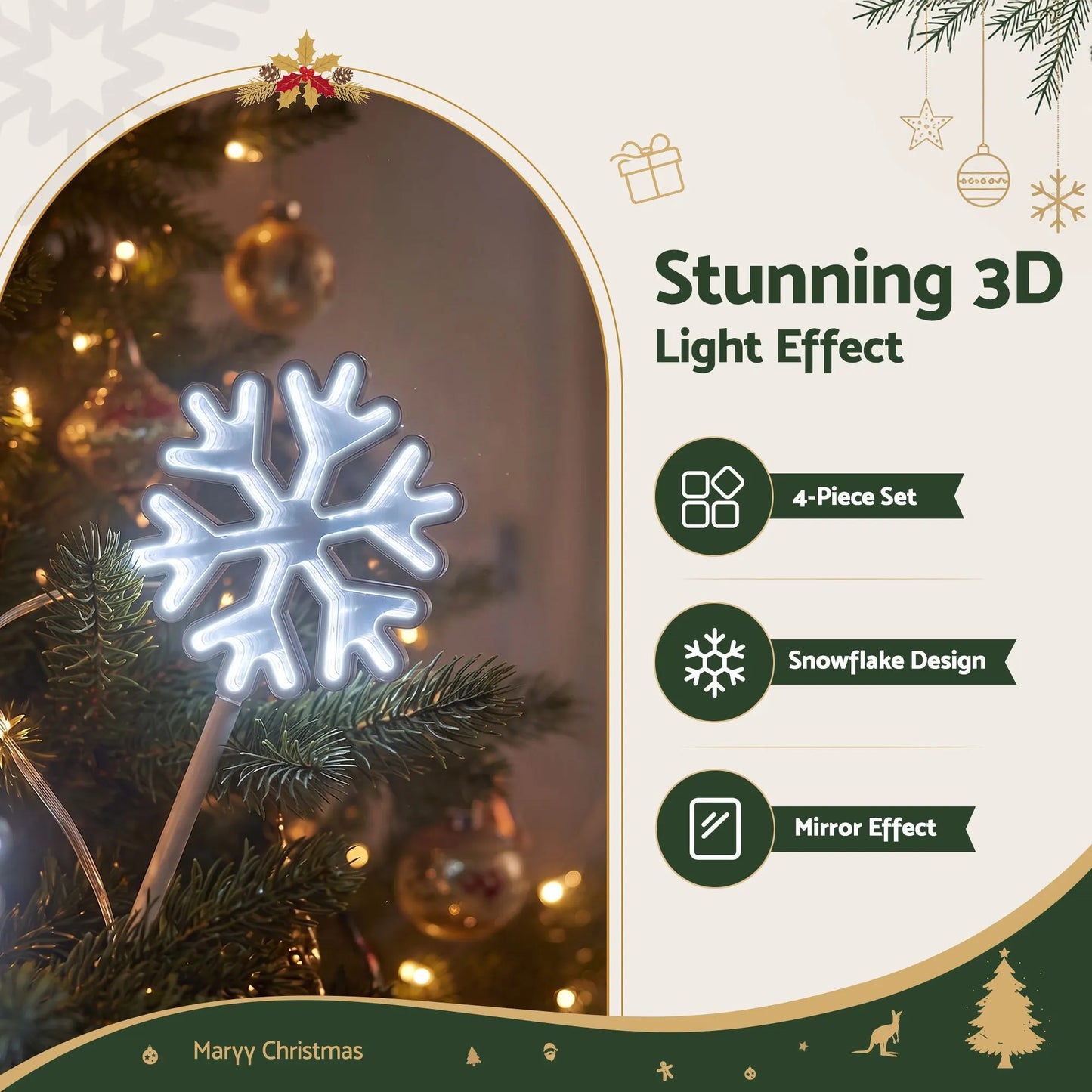 Jingle Jollys 4 Pack Christmas Lights Path Lights Garden Decoration Outdoor Pathway Lighting - Image 2