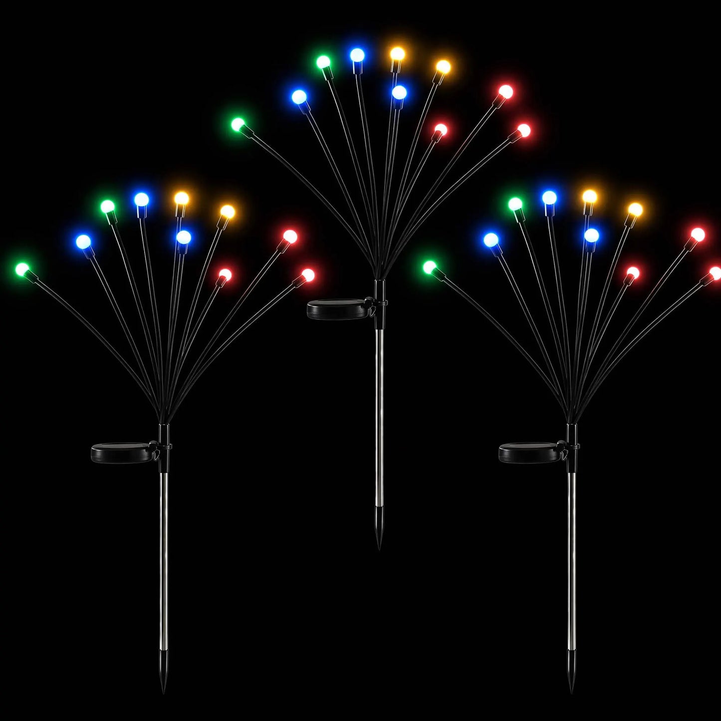 Jingle Jollys Christmas Lights Solar Firefly Lights Garden Decoration Path Lights Multicolour 3 Pack
