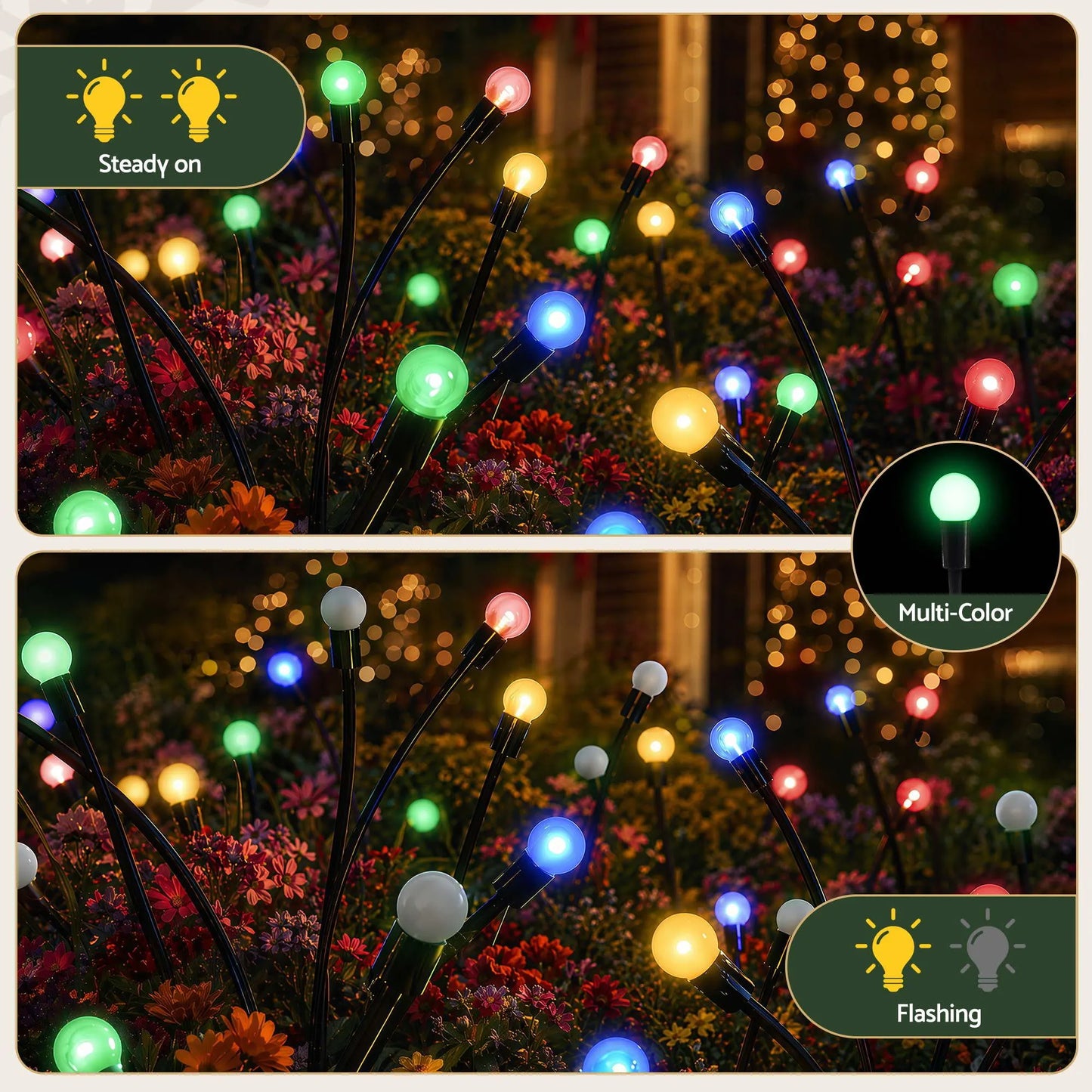 Jingle Jollys Christmas Lights Solar Firefly Lights Garden Decoration Path Lights Multicolour 3 Pack - Image 5