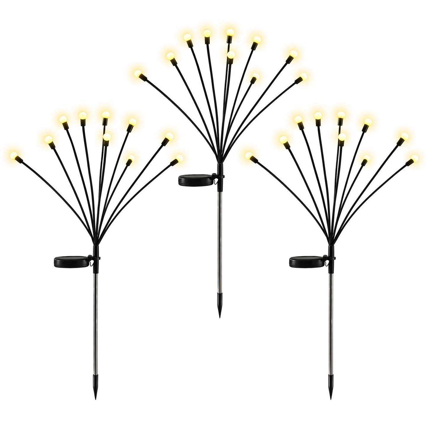Jingle Jollys Christmas Lights Solar Firefly Lights Garden Decoration Path Lights Warm White 3 Pack - Image 2