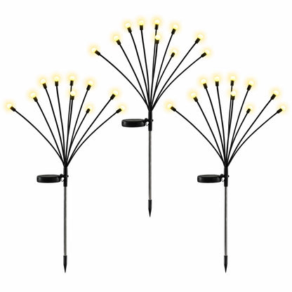 Jingle Jollys Christmas Lights Solar Firefly Lights Garden Decoration Path Lights Warm White 3 Pack - Image 2