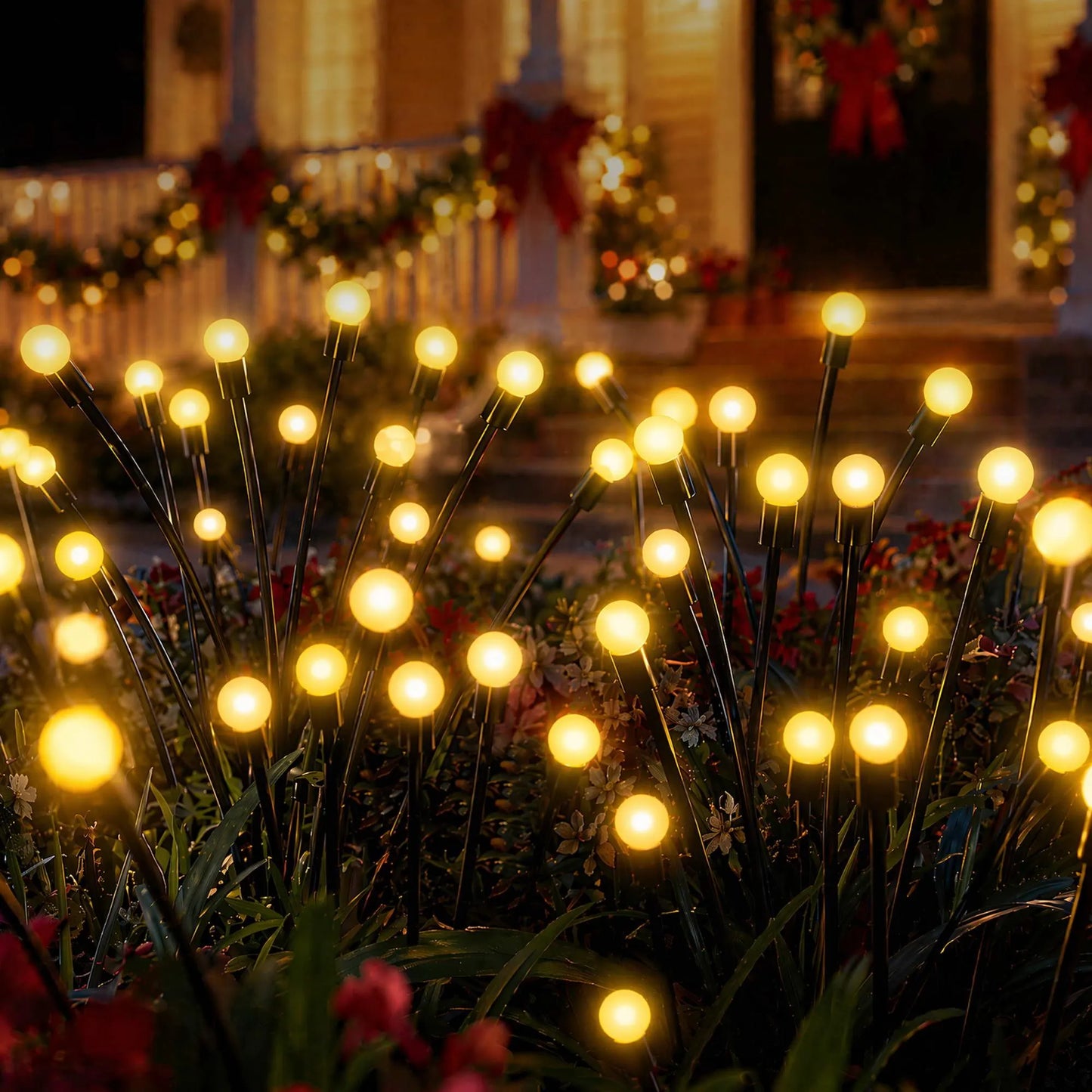Jingle Jollys Christmas Lights Solar Firefly Lights Garden Decoration Path Lights Warm White 3 Pack - Image 3