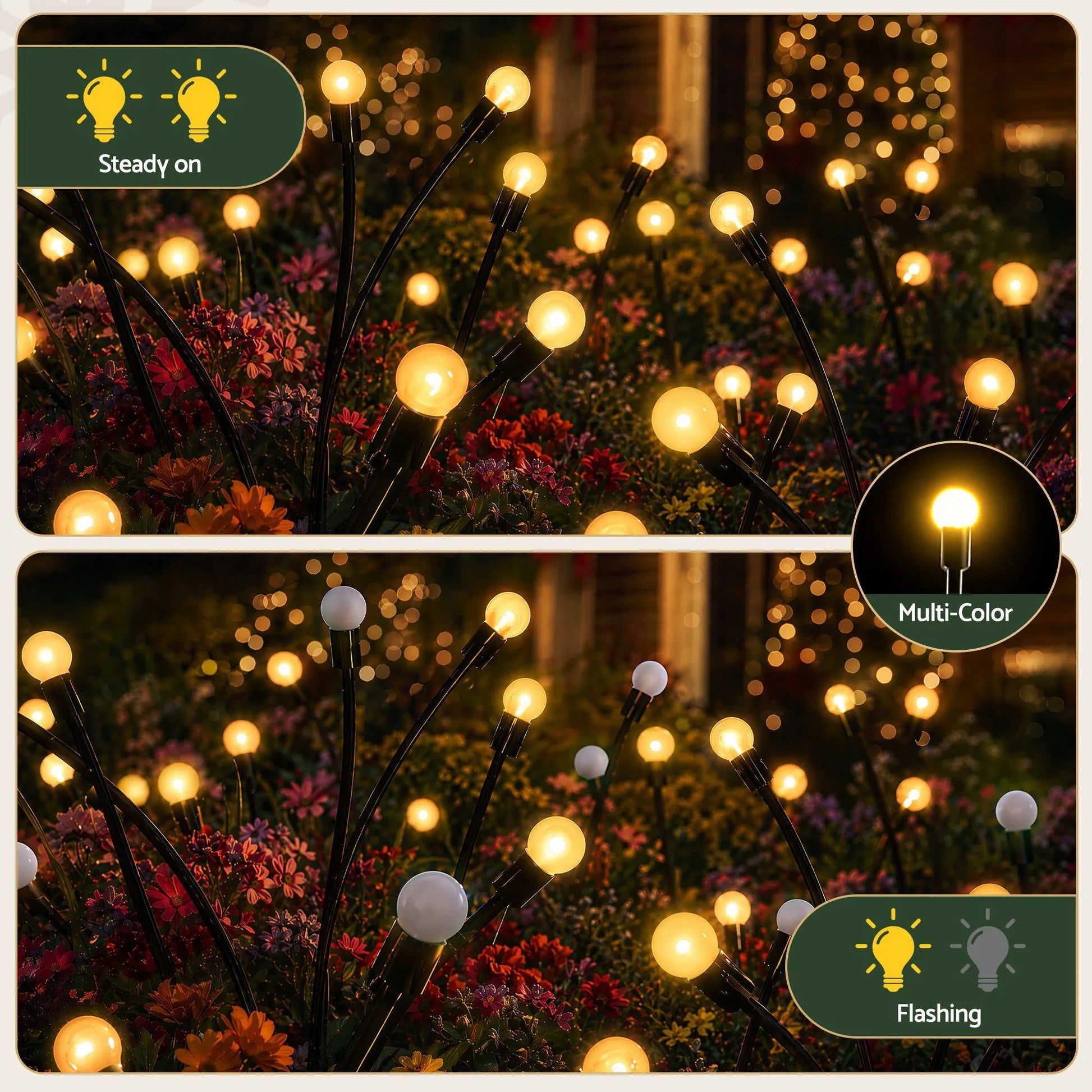 Jingle Jollys Christmas Lights Solar Firefly Lights Garden Decoration Path Lights Warm White 3 Pack - Image 5