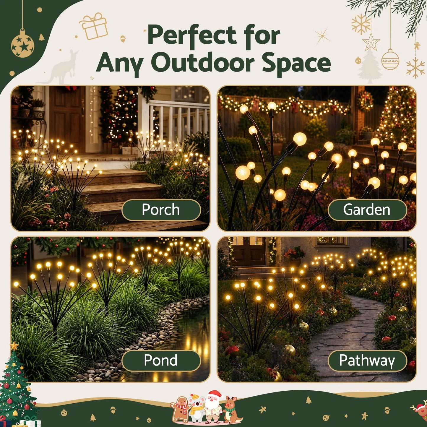 Jingle Jollys Christmas Lights Solar Firefly Lights Garden Decoration Path Lights Warm White 3 Pack - Image 7