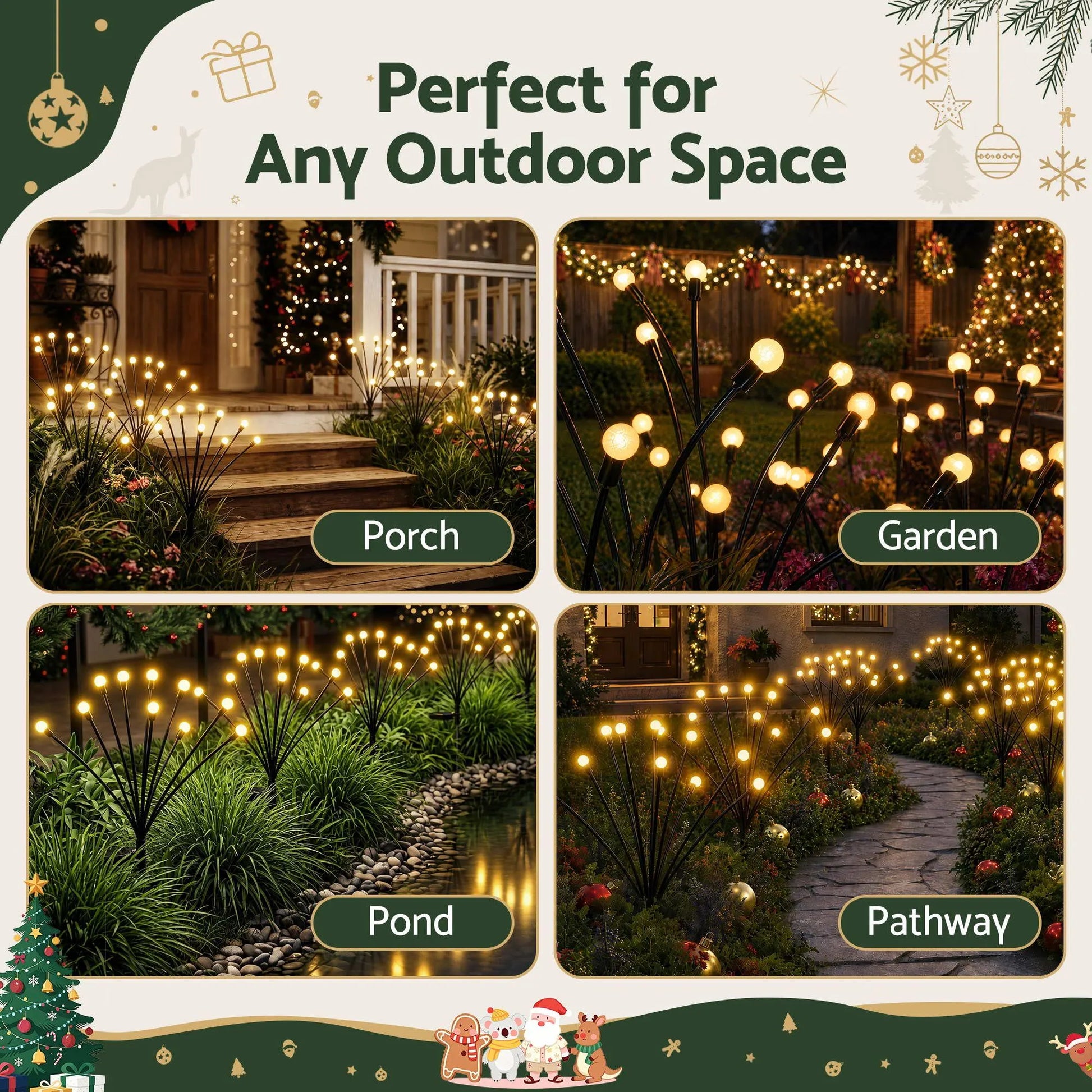 Jingle Jollys Christmas Lights Solar Firefly Lights Garden Decoration Path Lights Warm White 3 Pack - Image 7