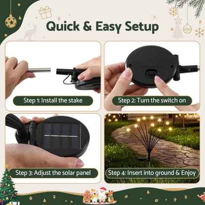Jingle Jollys Christmas Lights Solar Firefly Lights Garden Decoration Path Lights Warm White 3 Pack - Image 9