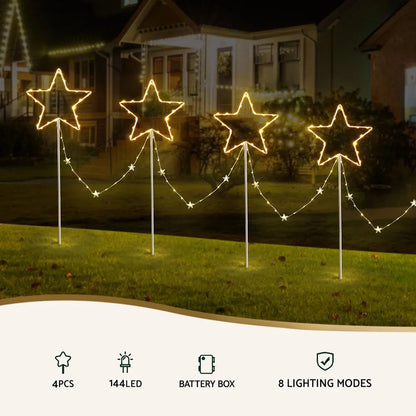 Jingle Jollys 4 PCS Christmas Lights Path Ground Light Garden Decorations 144 LED - Image 2