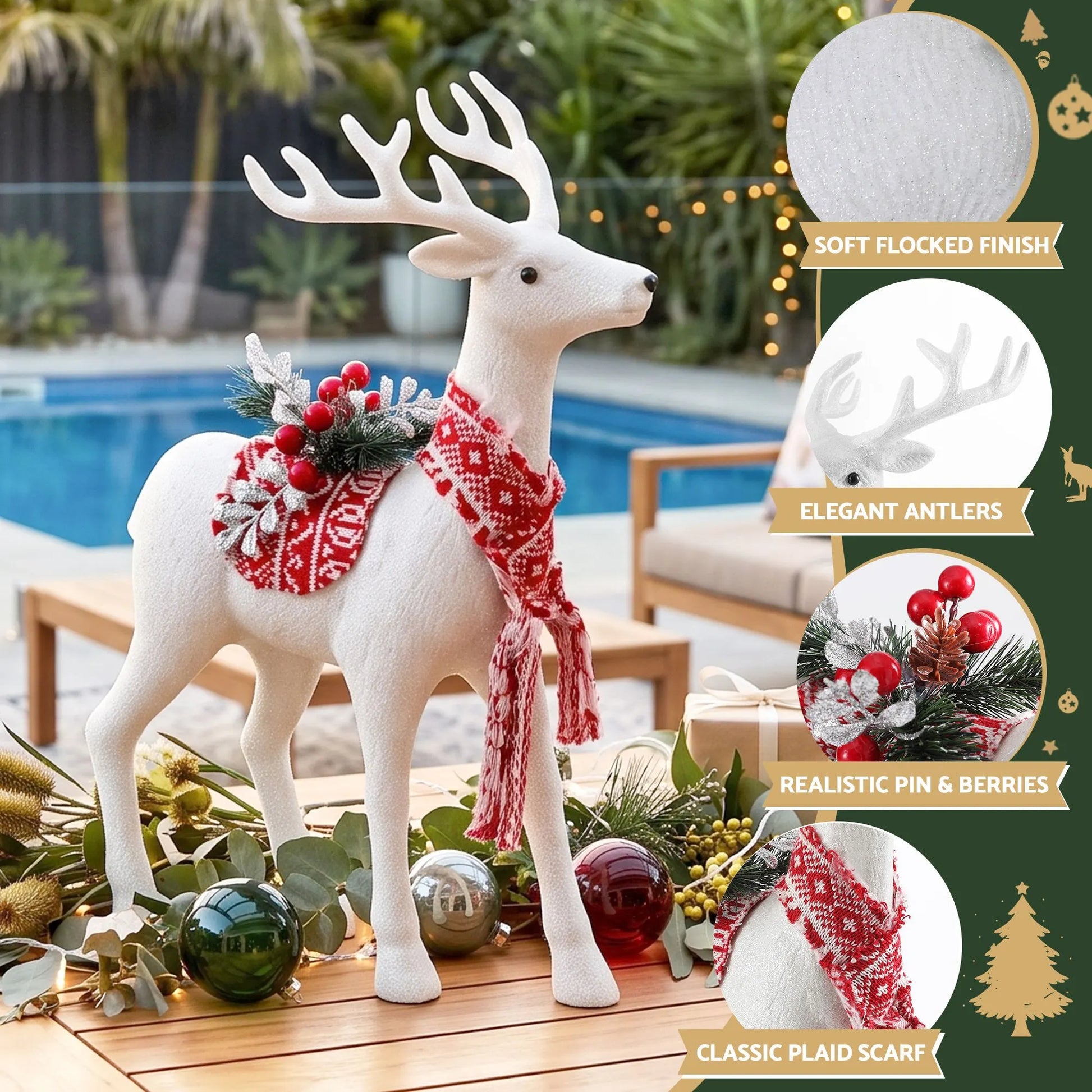 Jingle Jollys Christmas Reindeer 45cm Glitter Deer Ornaments Party Decorations - Image 4