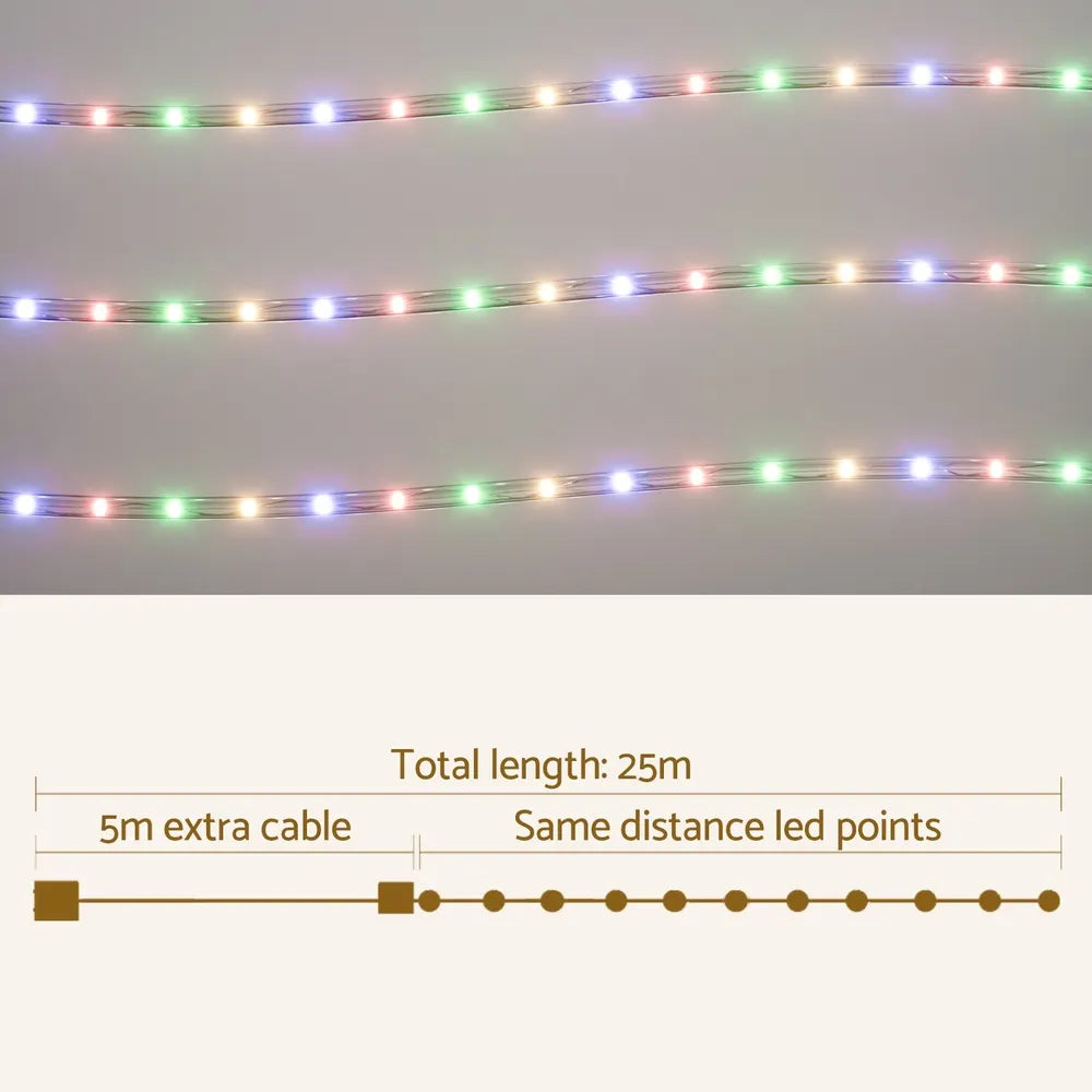 Jingle Jollys 20M Christmas Lights String Rope Light Decoration 600 LED Colorful - Image 2