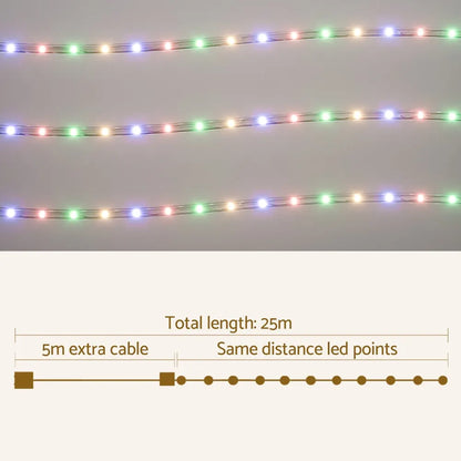 Jingle Jollys 20M Christmas Lights String Rope Light Decoration 600 LED Colorful - Image 2