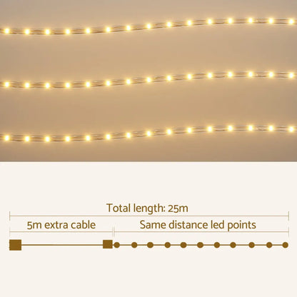 Jingle Jollys 20M Christmas Lights String Rope Light Decorations 600 LED Warm - Image 2
