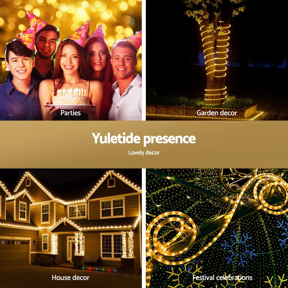 Jingle Jollys 20M Christmas Lights String Rope Light Decorations 600 LED Warm - Image 4